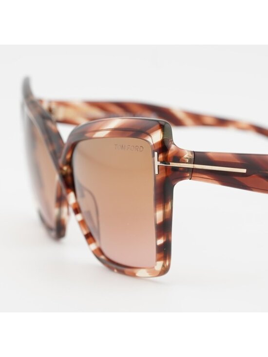 Tom Ford Fiore FT1195 54F Sunglasses Red Havana Cat Eye Frame, Brown Lenses